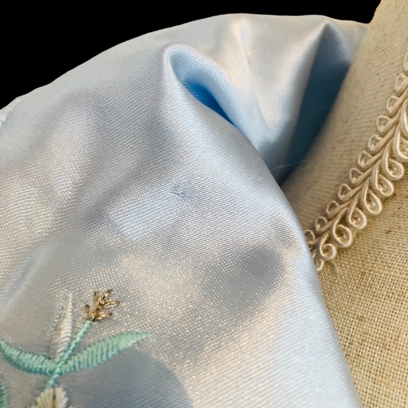 $10 READ NWT J.I.T. Pastel Baby Blue Satin Floral Collar Pants Pajamas Set - Picture 7 of 12